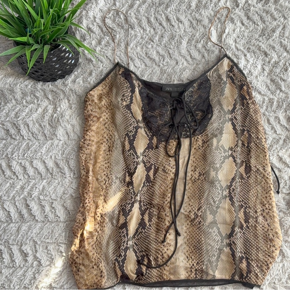 Zara Brown and Black Snake Print Camisole
